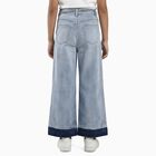 Girls' Light Blue Regular Fit Elastic Waist Drawstring Jeans, Light Blue, small