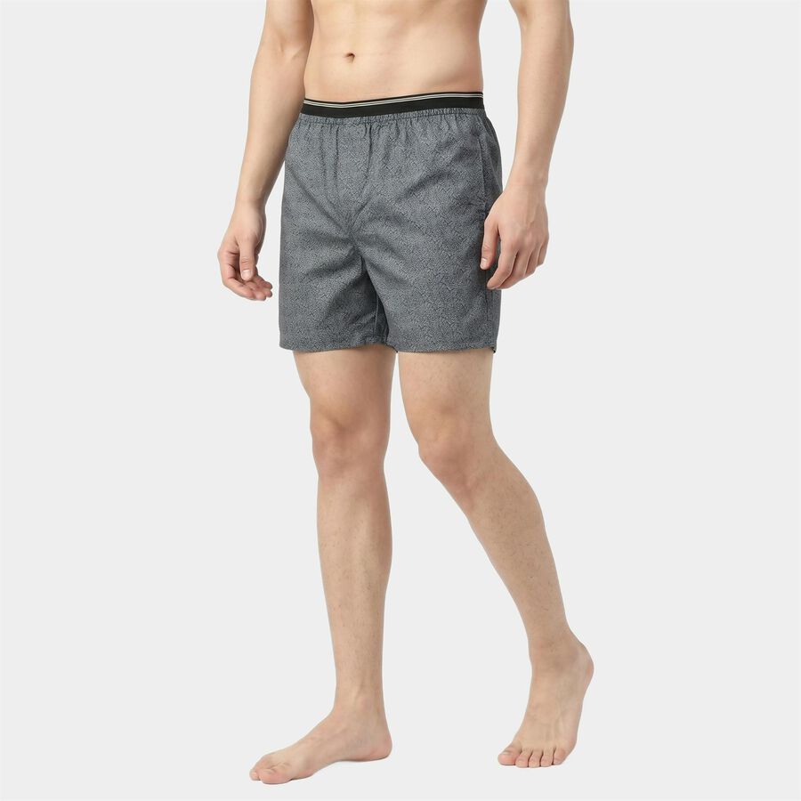 Men's Mid Blue Relaxed Fit Printed Boxers, मध्यम नीला, large