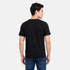 Men's Black Round Neck Regular T-Shirt, काला, small