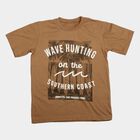 Boys Brown Round Neck Casual Boys T-Shirt, भूरा, small