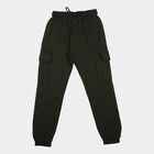 Girls Olive Green Jogger Fit Solid Cargo Pocket Winter Pyjama, ओलिव, small