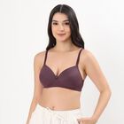 Women's Deep Plum Padded Wired Bra, वाइन, small
