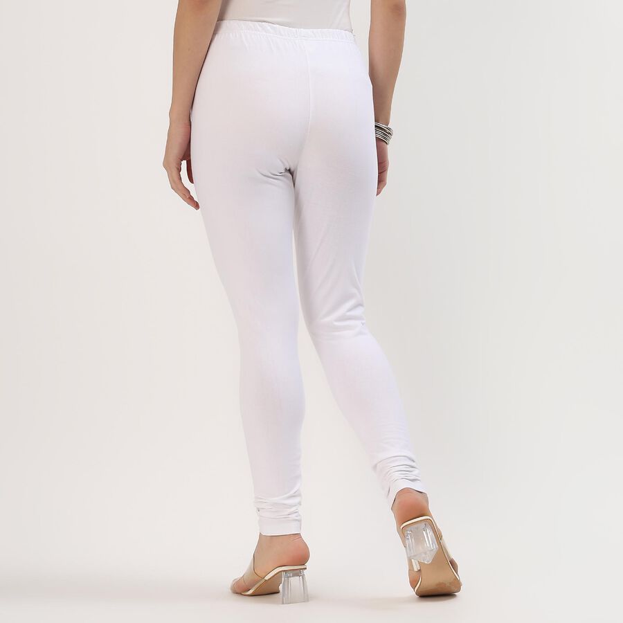 Women's Bright White Cotton Blend Ankle-Length Churidar, सफ़ेद, large image number null