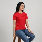 Women Fuchsia Round Neck Casual T-Shirt, Fuchsia, small