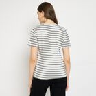 Ladies'  Stripes Round Neck T-Shirt, Melange Light Grey, small image number null
