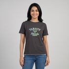 Women's Grey Round Neck Casual T-Shirt, Dark Grey, small