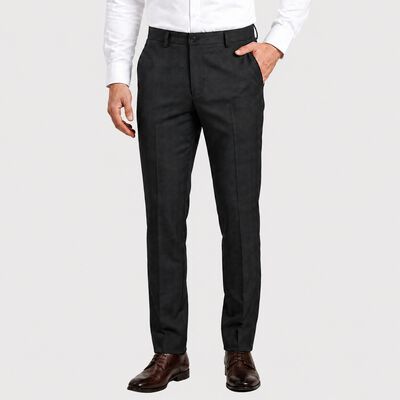 Men's Navy Blue Slim Fit Checked Formal Trousers