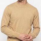 Men's Beige Crew Neck Pullover, Beige, small