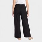 Women's Black Regular Fit Solid Wide-Leg Palazzos, काला, small