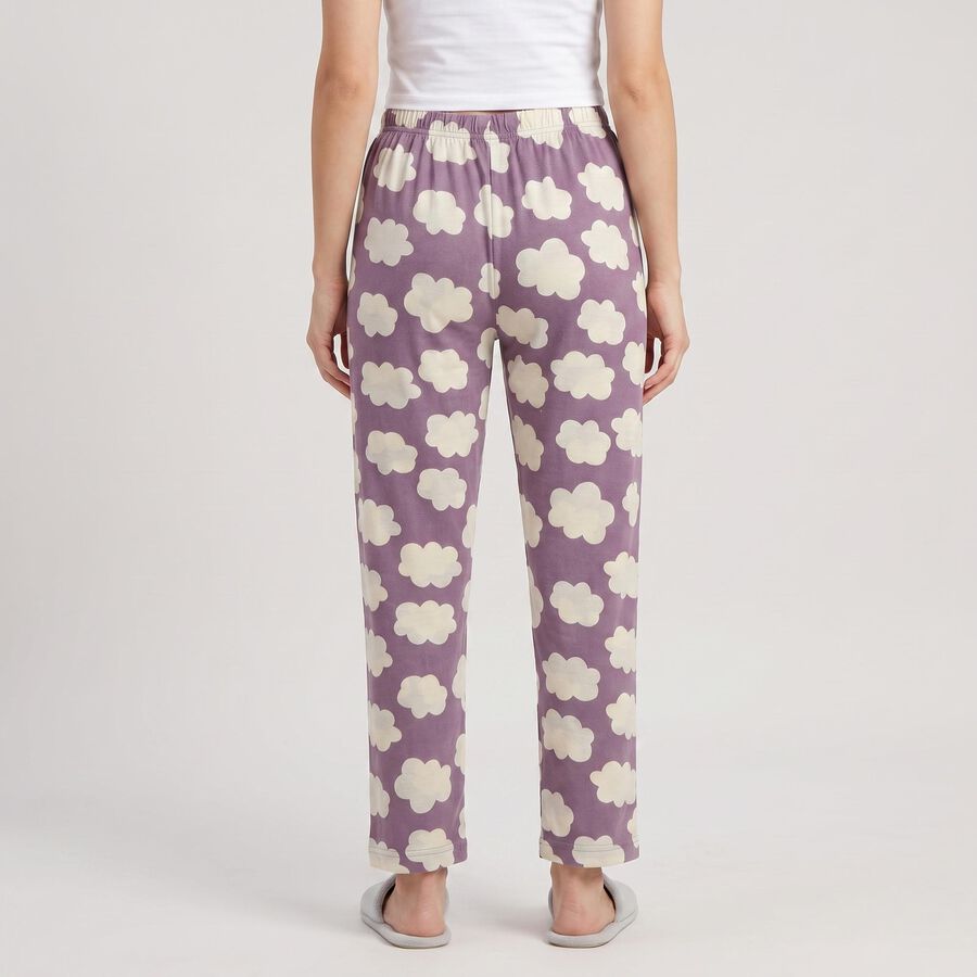 Women Purple Cloud Printed Pyjama, बैंगनी, large
