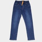 Boys' Dark Blue Regular Fit Elastic Waistband Jeans, Dark Blue, small