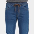 Boys Blue Straight Fit Drawstring Waist Jeans, गहरा नीला, small