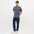 Men's Midnight Blue Cotton Polo Collar Classic T-Shirt, Mid Blue, small