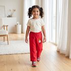 Girls Fuchsia Straight Fit Teddy Embroidered Pyjama, रानी (फ्यूशिया), small