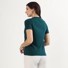 Women's Deep Green Cotton Round Neck Casual T-Shirt, Dark Green, small image number null