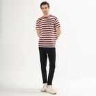 Men's Deep Brick Red Round Neck Casual T-Shirt, Red, small image number null