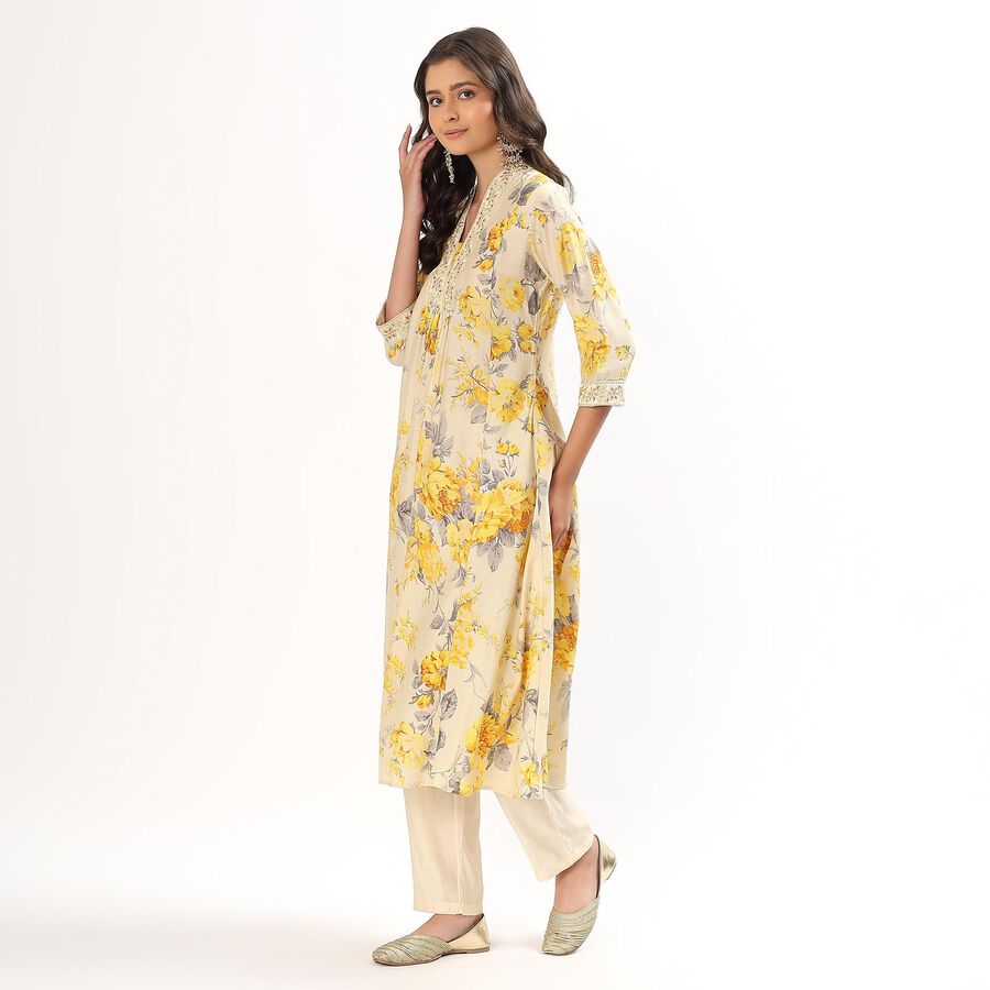 Women's Mustard Yellow Printed Ethnic Set, Mustard, large