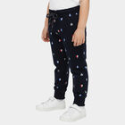 Girls' Navy Blue Heart Printed Elastic Waist Pyjama, Navy Blue, small image number null