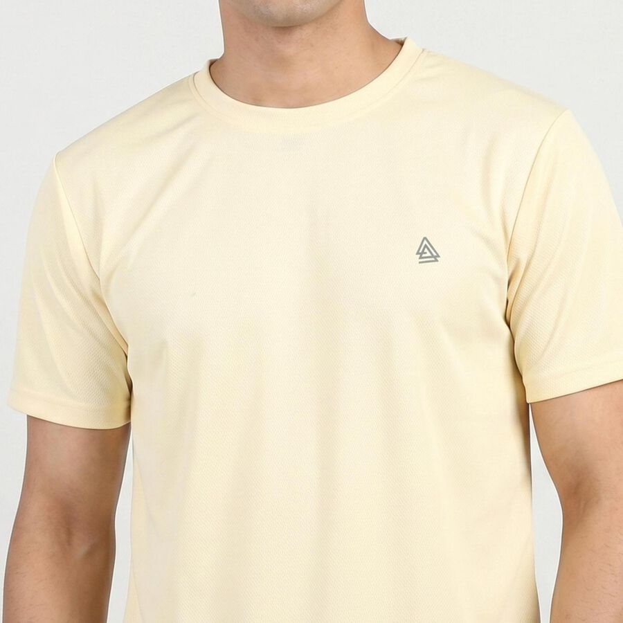 Men's Grey Athleisure T-Shirt, एक्रू मिश्रित, large