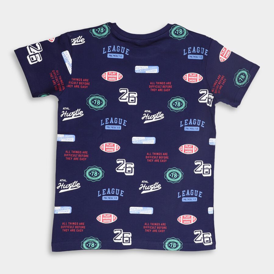 Boys' Cotton T-Shirt, Navy Blue, large image number null