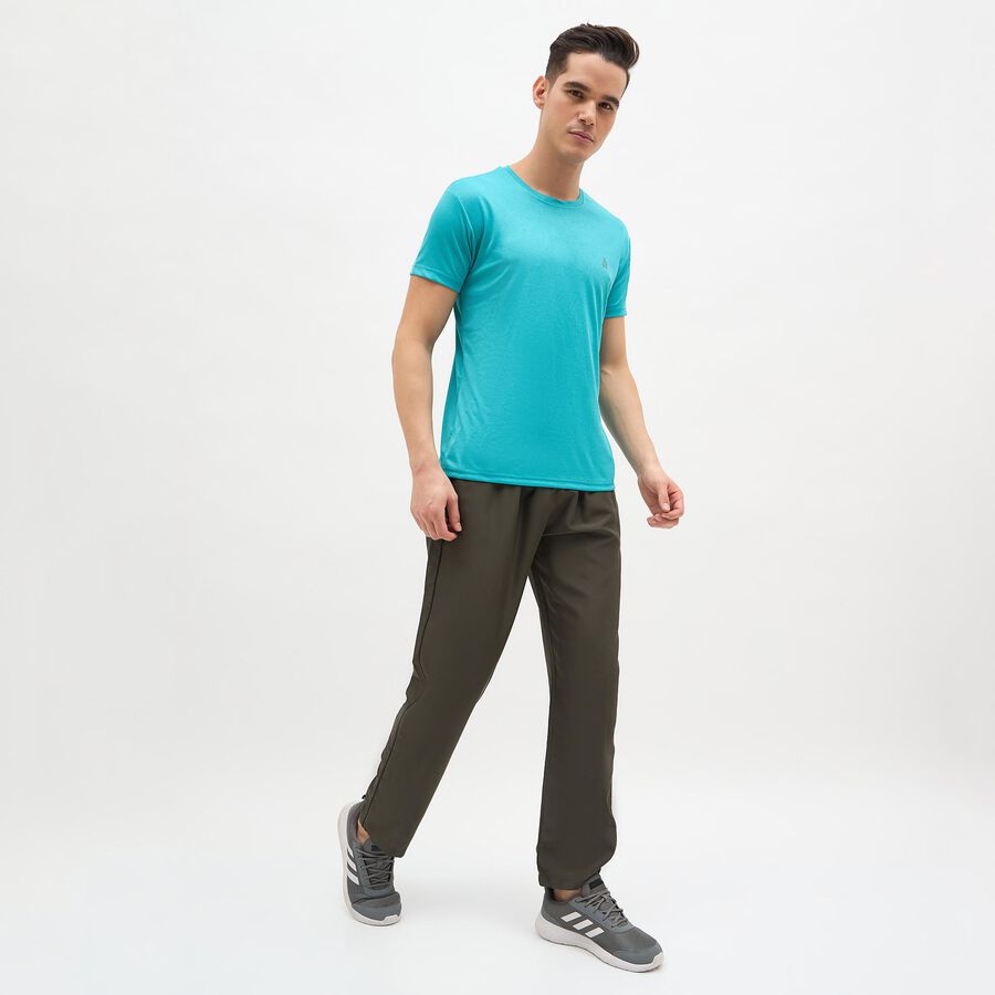 Men's Vibrant Turquoise Crew Neck Athleisure T-Shirt, Teal Blue, large