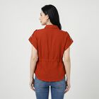 Women's Rust Solid Collared Regular Fit Shirt, रस्ट, small