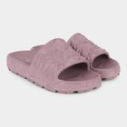Women's Muted Mauve Embossed Slip-On Slippers, Purple, small