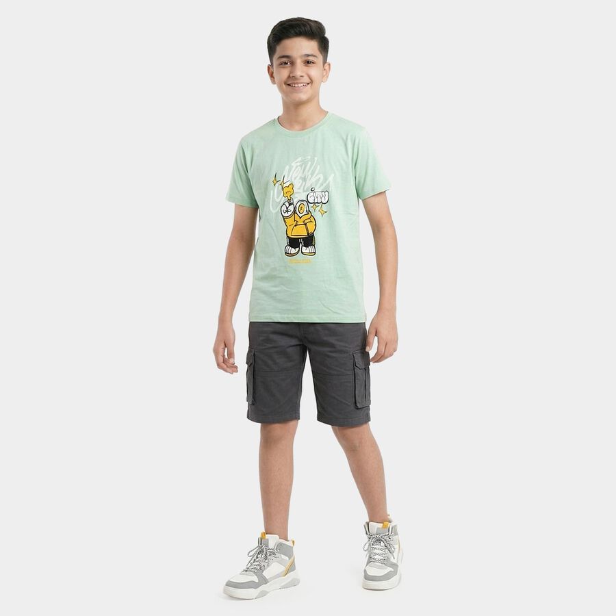 Boys' Half Sleeves T-Shirt, हल्का हरा, large