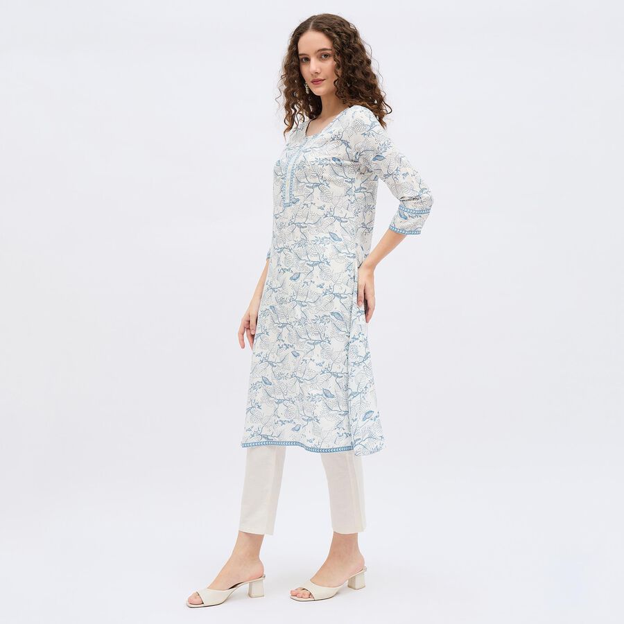 Women's Light Blue Round Neck Printed Kurta, Light Blue, large image number null
