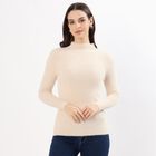 Women's Soft Beige High Neck Slim Fit Pullover, गहरा पीला, small image number null