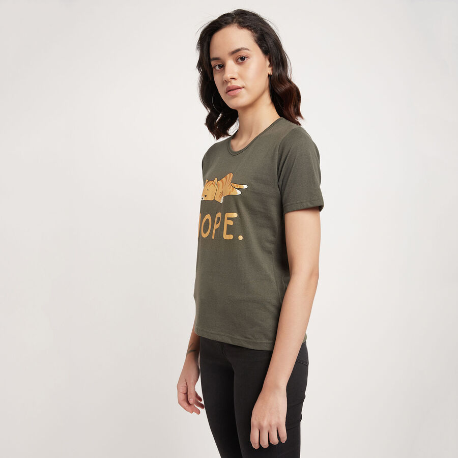 Round Neck T-Shirt, Olive, large image number null