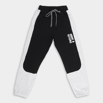 Boys' Black and Grey Color-Block Cotton Blend Pyjama