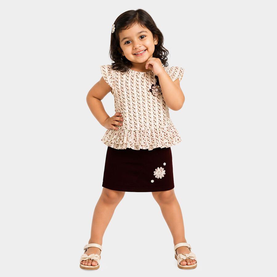 Girls Purple Top and Skirt Set, Purple, large