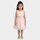 Girls' Pink Fit and Flare Sequin Embellished Party Wear Frock, हल्का गुलाबी, small