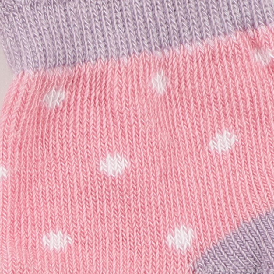 Girls' Soft Pink Regular Fit Striped and Polka Dot Socks Pack of 2, हल्का गुलाबी, large image number null