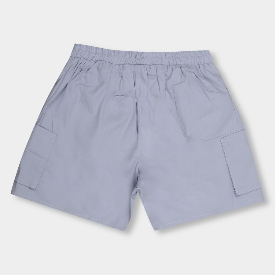 Girls' Light Gray Pull-Up Shorts, Light Blue, large image number null