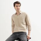 Men's Light Beige Cotton Classic Casual Shirt, गहरा पीला, small image number null