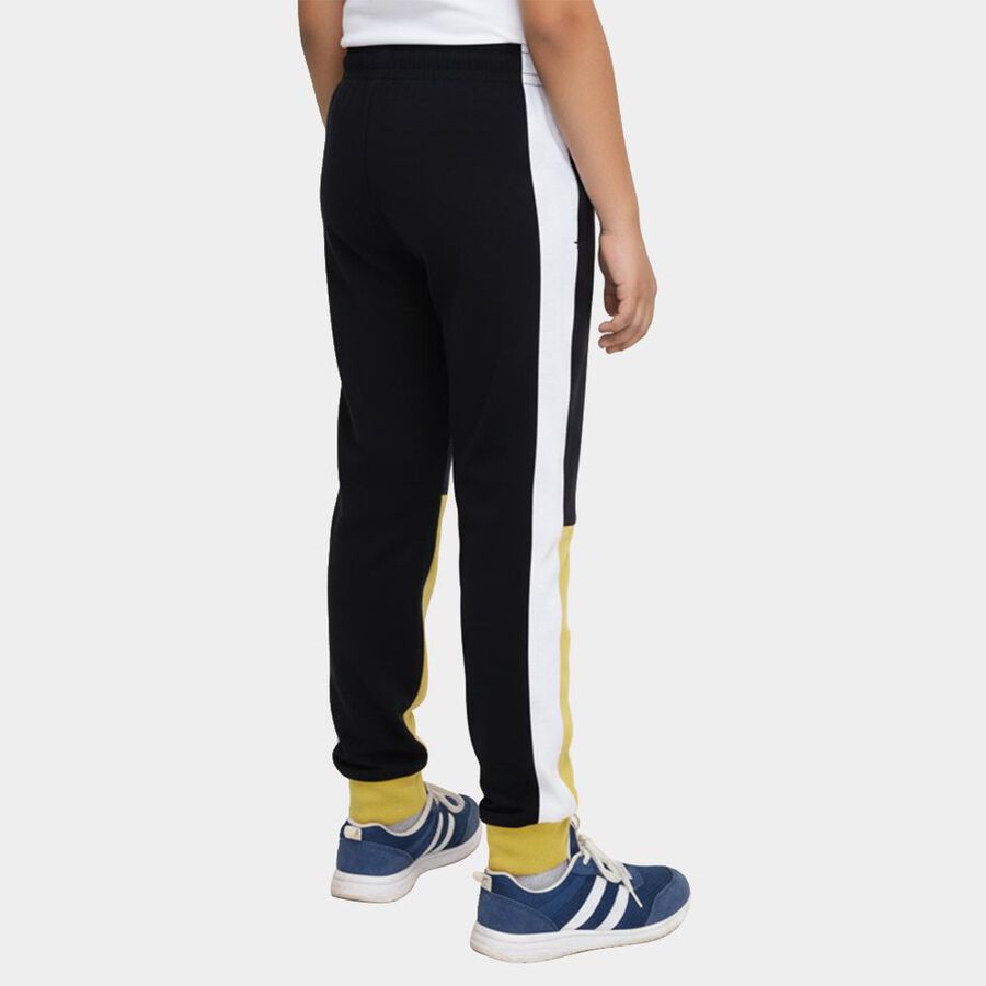 Boys' Black and Yellow Color-Blocked Cotton Blend Pyjama, Navy Blue, large image number null