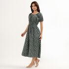 Ladies' 100% Cotton Empire Dress, गहरा हरा, small image number null