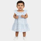 Infants' Blue Floral Print Tiered Sleeveless Frock, Light Blue, small