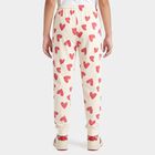Girls' Cream Jogger Heart Printed Winter Pyjama, ऑफ व्हाइट, small