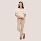 Women's Pink Cotton Round Neck Regular T-Shirt, गुलाबी, small