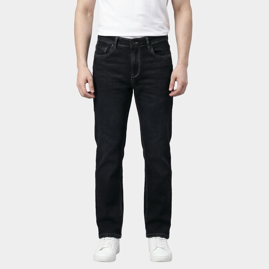 Men's Grey Slim Fit Washed Jeans, Dark Grey, large