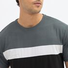 Men's Dark Grey and Black Round Neck Athleisure T-Shirt, Dark Grey, small image number null