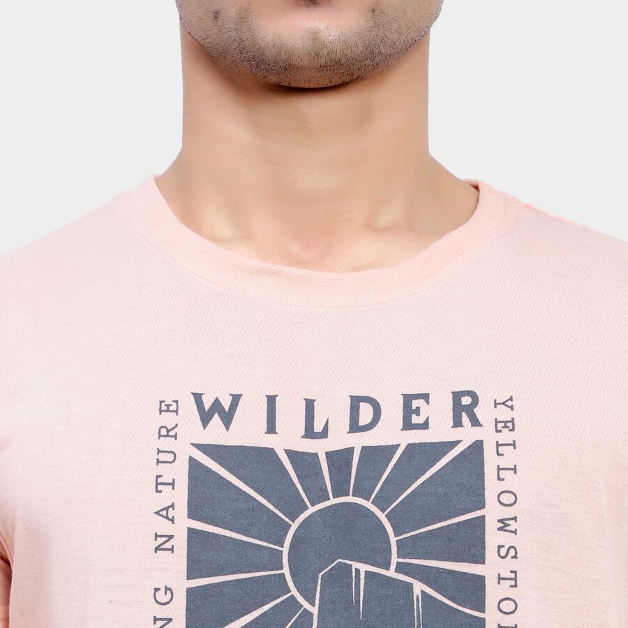 Round Neck T-Shirt, Peach, large image number null