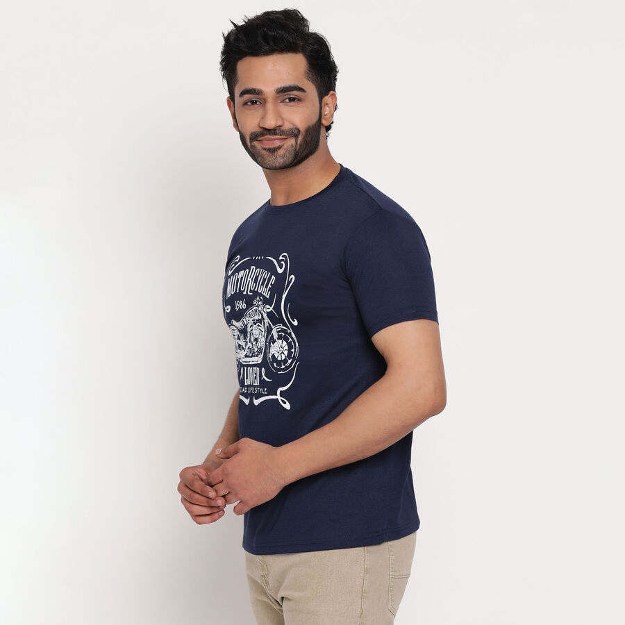 Round Neck T-Shirt, Navy Blue, large image number null