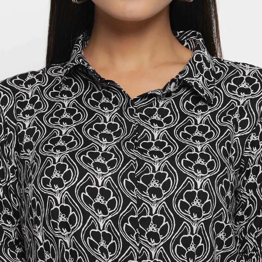 All Over Print Knee Length Dress, Black, large image number null