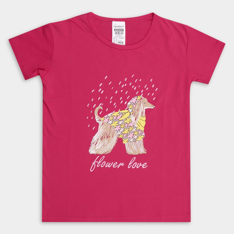 Girl's T-Shirt, रानी (फ्यूशिया), large image number null