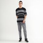 Men's Round Neck Half Sleeves T-Shirt, Black, small