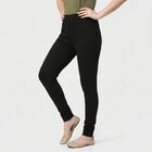 Women's Black Cotton Blend Elastic Waist Skinny Fit Churidar, काला, small